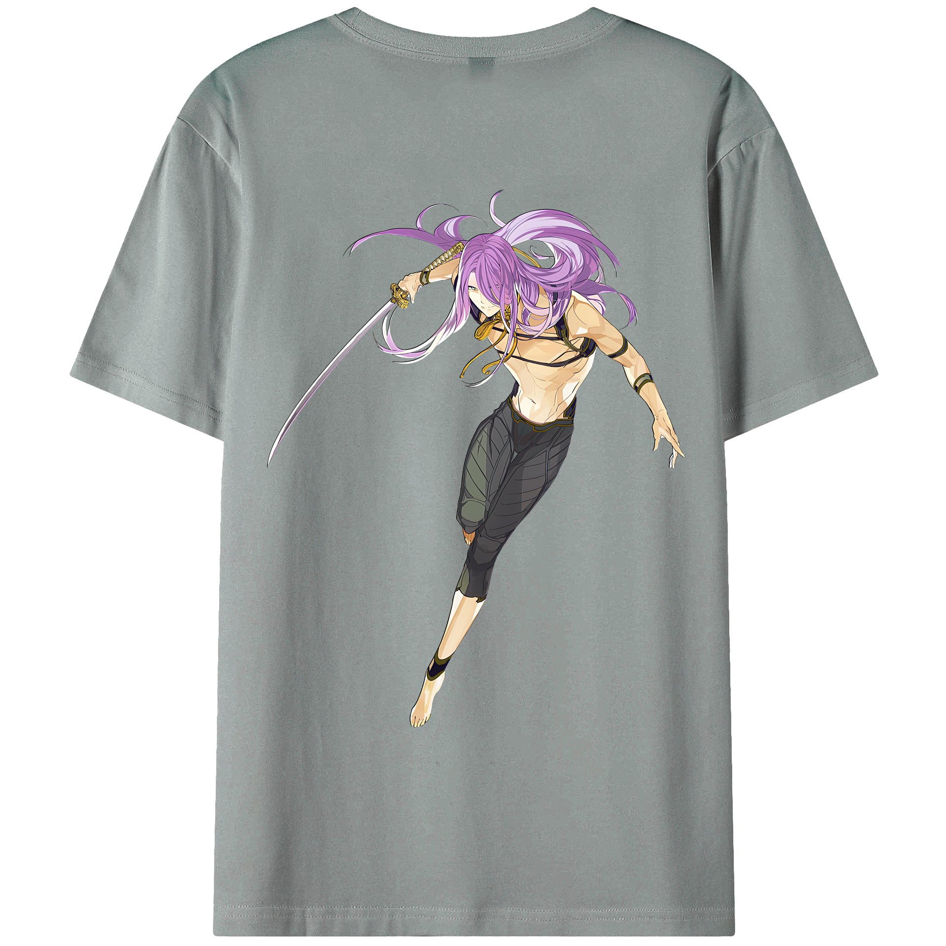 （画像用） 刀剣乱舞 Touken Ranbu 綿100％ メンズ半袖Tシャツ（バックプリント） 通気性